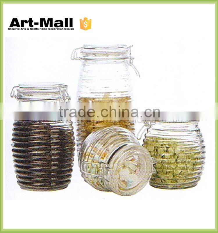 Food Grade Glass Jars for Nut,Coffee,Tea,Spice Glass Jars with Rubber or Silicone Seal Airtight Clip Top
