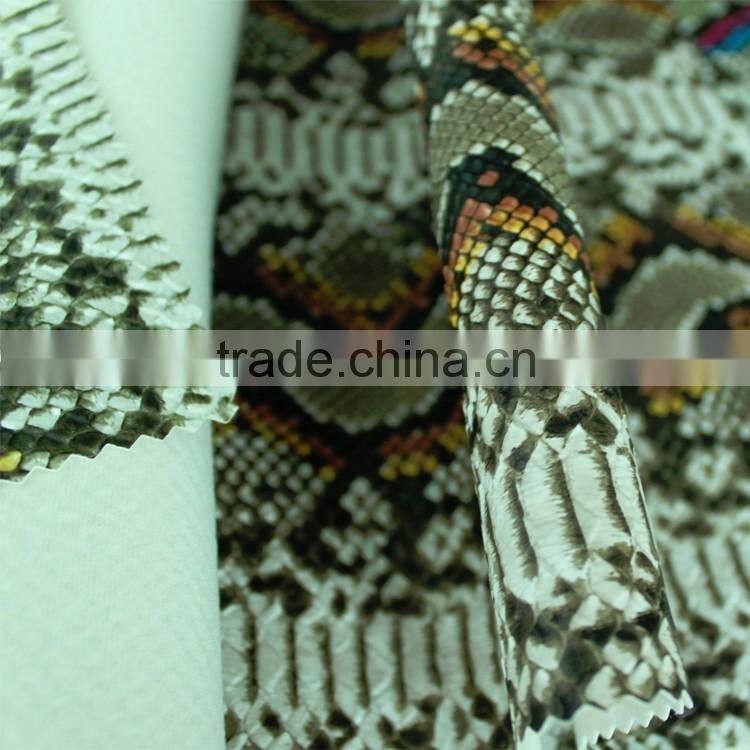 printing embossed snake skin Washed Pattern and PU Material decorative artificial leather for handbags