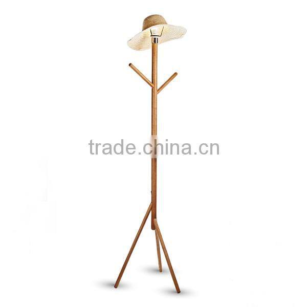 solid wood tripod white fabric shade floor lamp