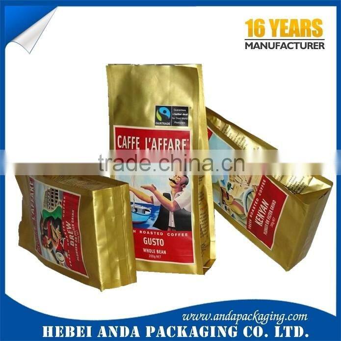 Laminated Aluminum Foil Coffee Bags/Coffee Bag with Valve and Zipper