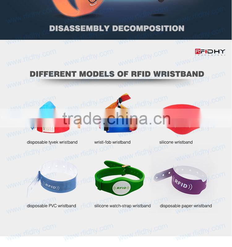 Printed Silicone Wristbands Tag RFID Wristbands for Amusement Parks