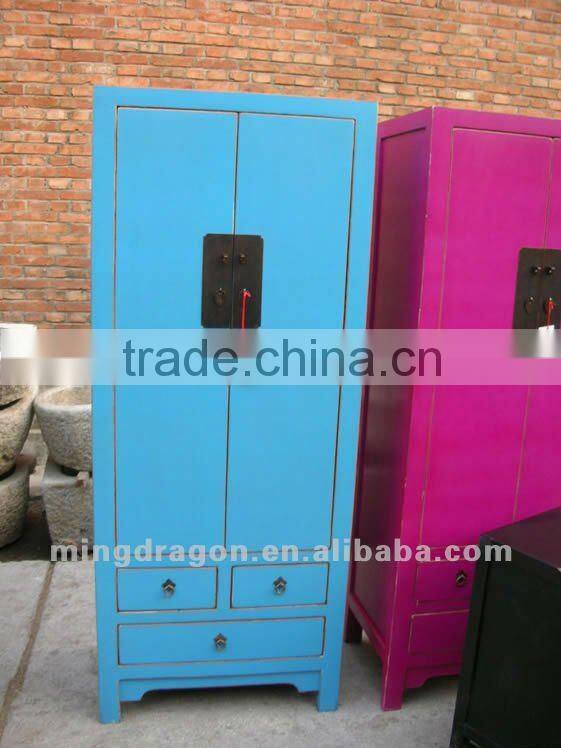 Chinese antique furniture pine wood black/green/purple/blue/red Beijing Three Drawer Two Door Cabinet