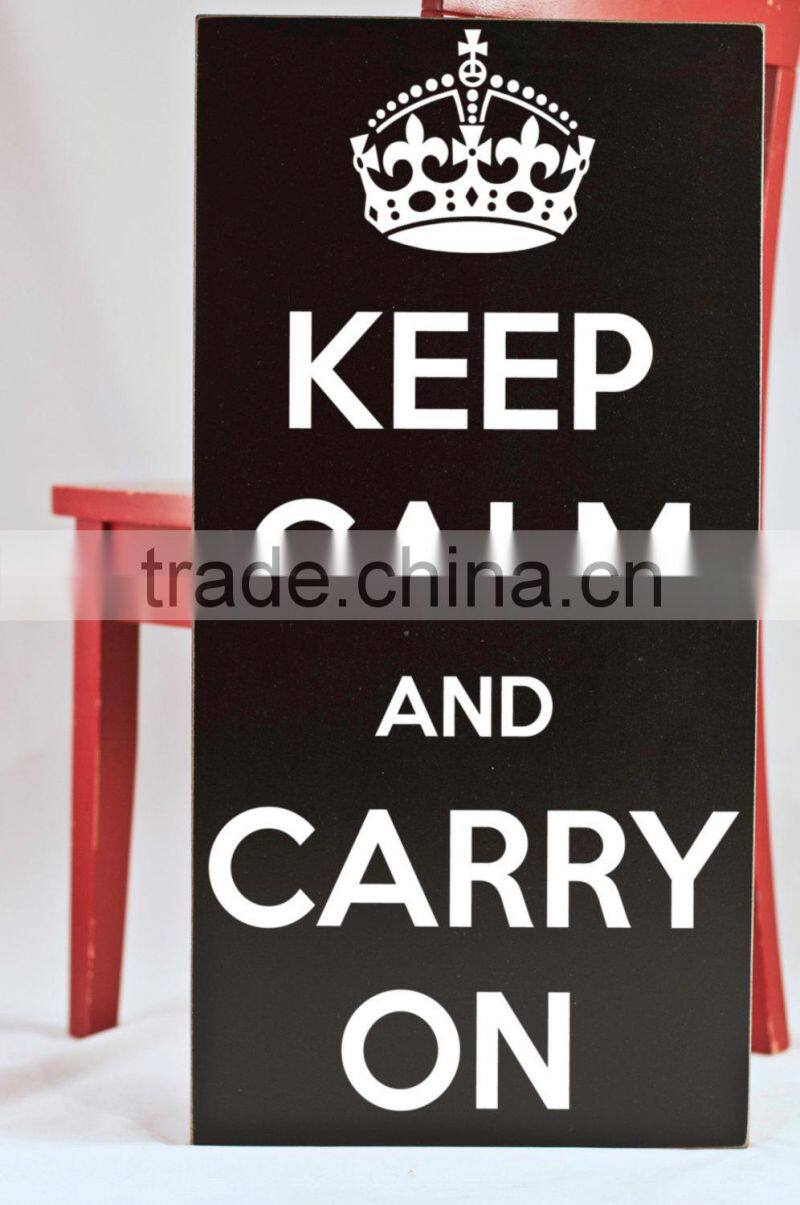 keep clam and carry on sign wooden wall hanging deco
