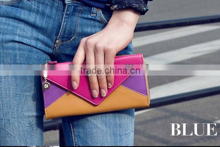 2013 colorful fashion design woman purse leather wallet envelope bag