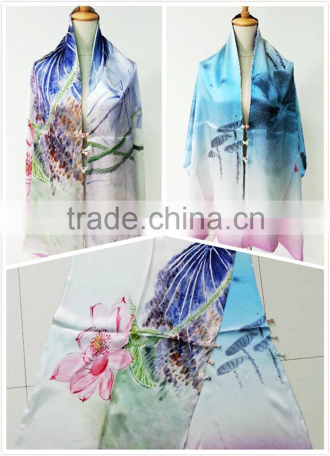 silk scarf with digital printing on double layer