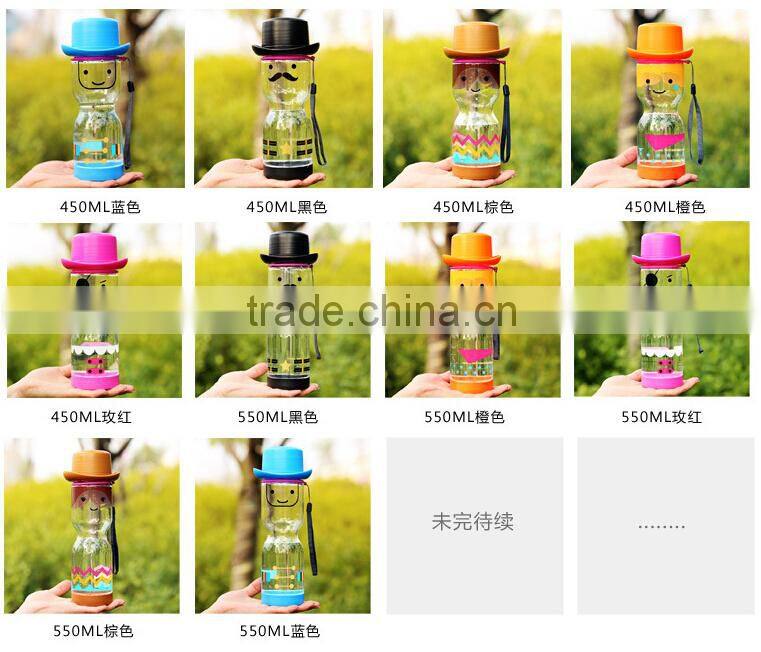 New Fashion Small Person Face Portable Clear Sport Plastic Water Cup