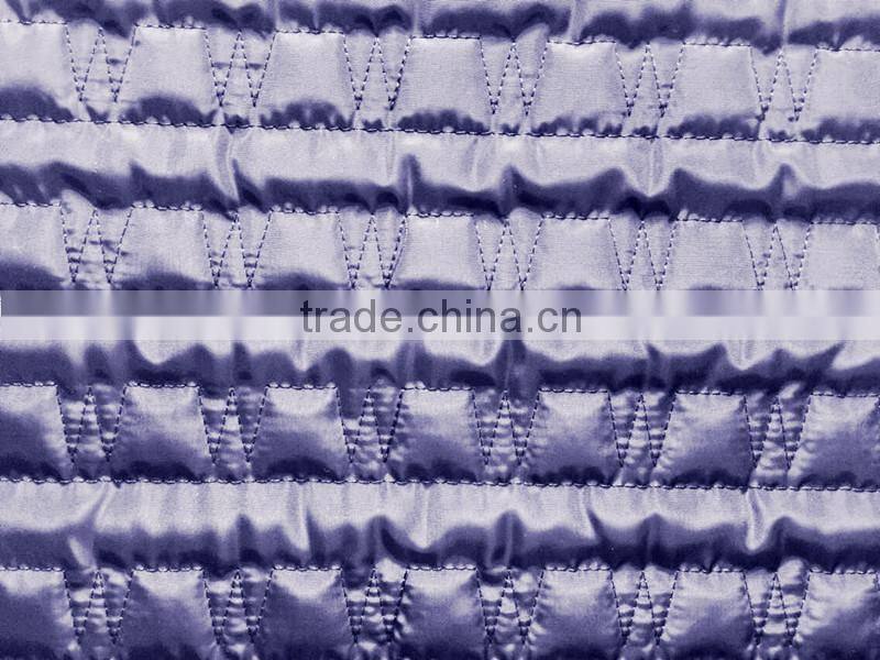 polyester stripe with fashion embroidered padded quilting fabric