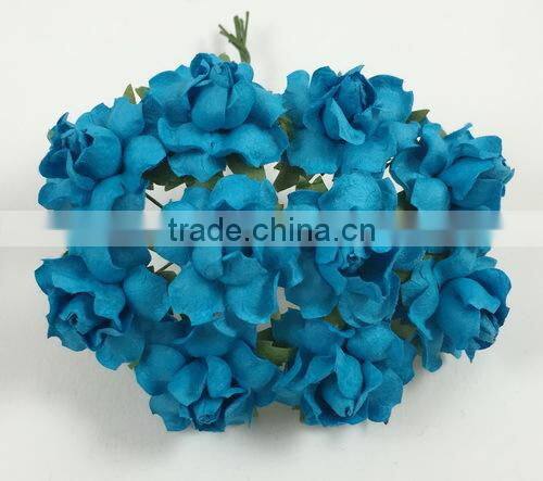 Turquoise Blue , Small Handmade Mulberry Paper Flower, Wedding Party, Scrap-booking Crafts, Wholesale
