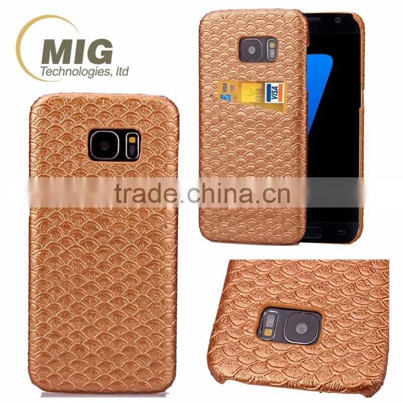 Hot sale Scale pattern Skin leather case, PC hard cover with card slot on the back for iphone 6S/6 plus