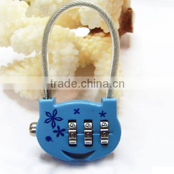 Hot sale 3 Digit Resettable Luggage Lock, Combination Padlock, Cable Lock CH-011