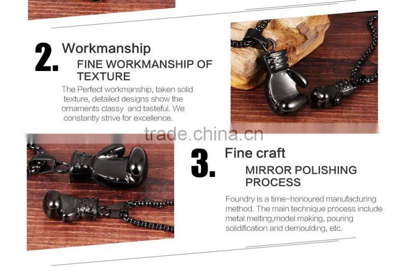 2016 New Technology Mens Black Boxing Gloves Antique Necklace