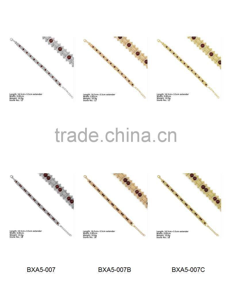 BXA5-008 925 Sterling Silver Jewelry, Silver garnet Bracelet, Heavy Sterling Silver with Red Garnet