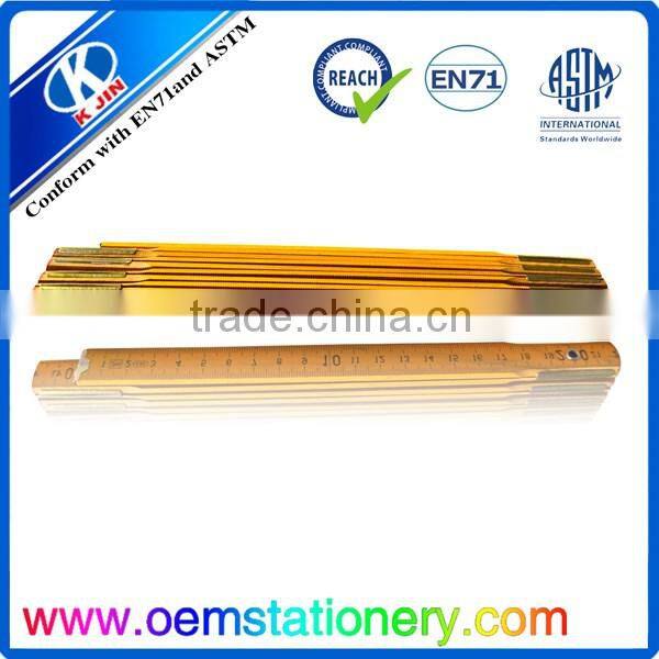Wholesale cheap price long 200cm yellow wooden folding ruler for office
