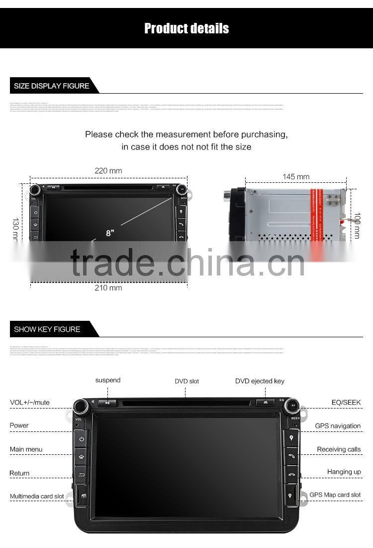 8 inch DVD/VCD Radio Tuner Bluetooth-enabled Touch Screen Mp3/Mp4 GPS Function and Gps Navigator Type Car DVD