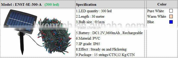 Solar LED Xmas String Light,60 led,100 led,200 led,300 led,400 led,500 led,CE & RoHS