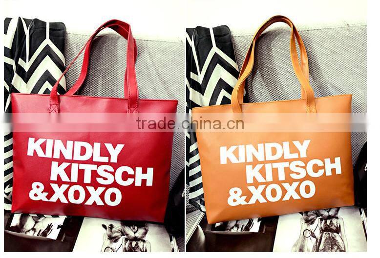 2015 the most popular Korean fashion simple women shoulder bag shopping bag KINDLY letters bag