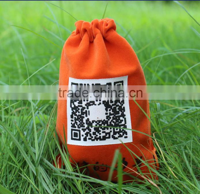 Custom silk screen printed velvet drawstring bags