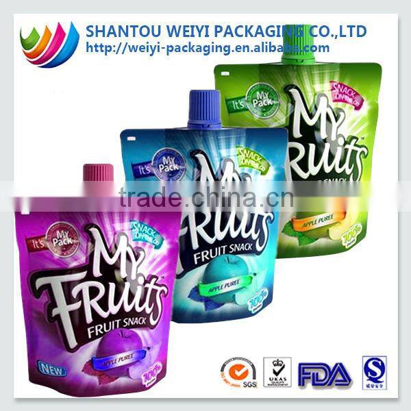 Customized printing doypack liquid stand up spout pouch,juice packaging spout pouch
