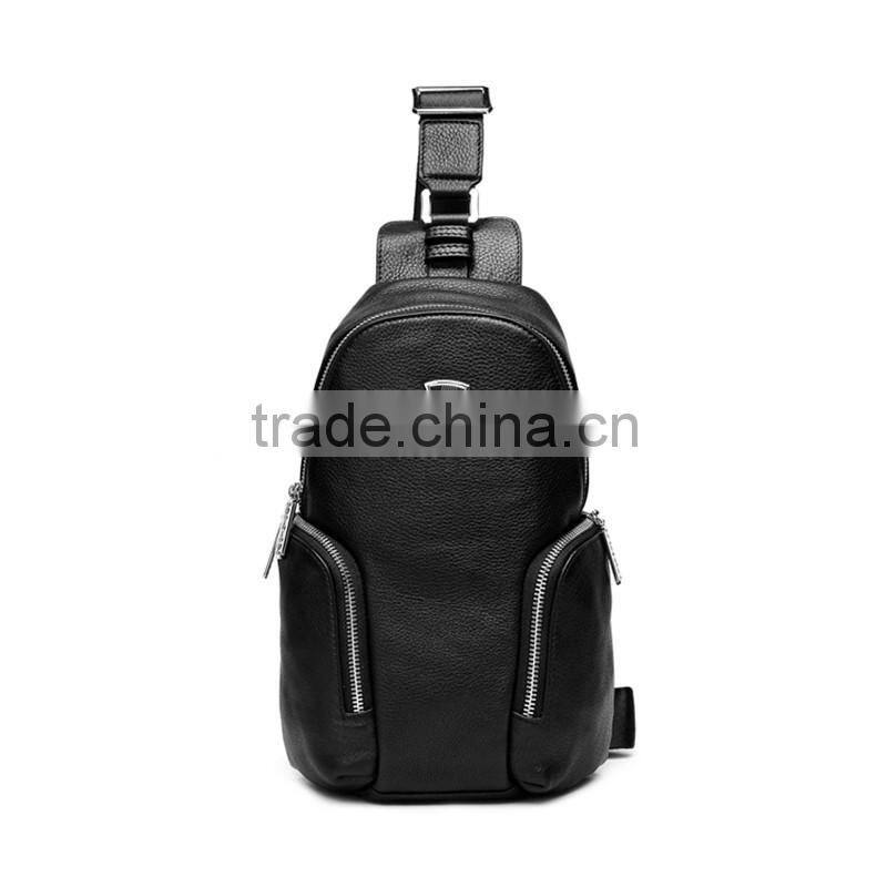 2016 fashion men black leather single strape shoulder bags messenger bags Dongguan
