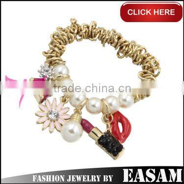 Easam Low Price Popular Alloy Chain Beaded Gold Bracelet