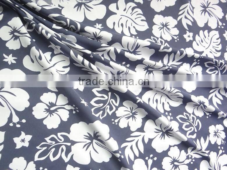 blue fabric with white flower for swimwear fabric stock