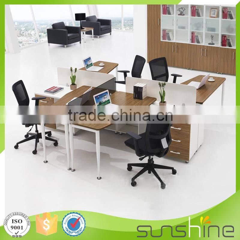 HT-FPW16 Modern American Style Office Furniture Metal Frame Workstation For 4 Person