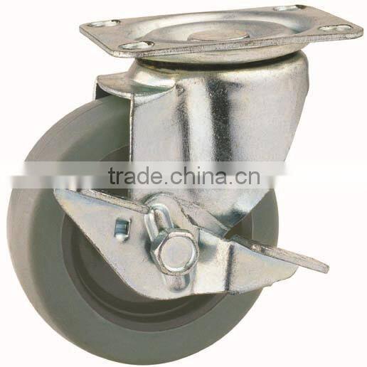 14 Double Ball Raceway Structure Top Plate Swivel Grey TPR Caster with Side Brake