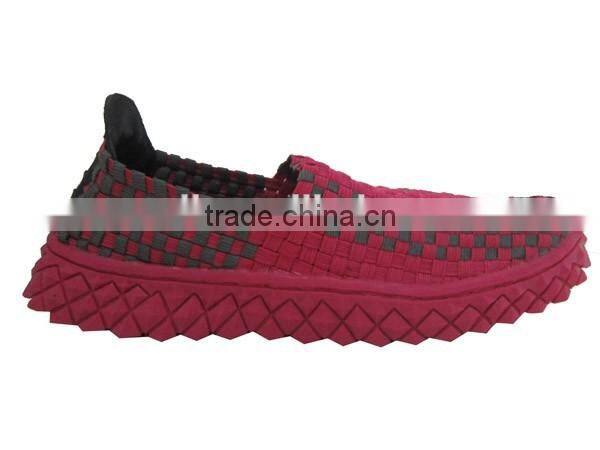2016 fashion lady woven elastic sport shoe knit upper