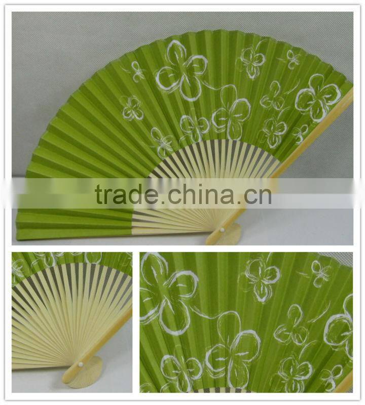 green unique promotion paper bamboo fan,hot promotion item,advertising products