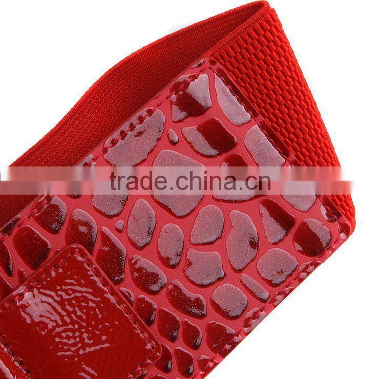 2015 Lady's newest fashion waistband elastic belt stone grain for export for dress red color