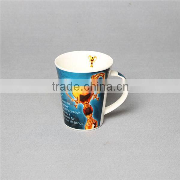 2015 customize white new bone china mugs with decal