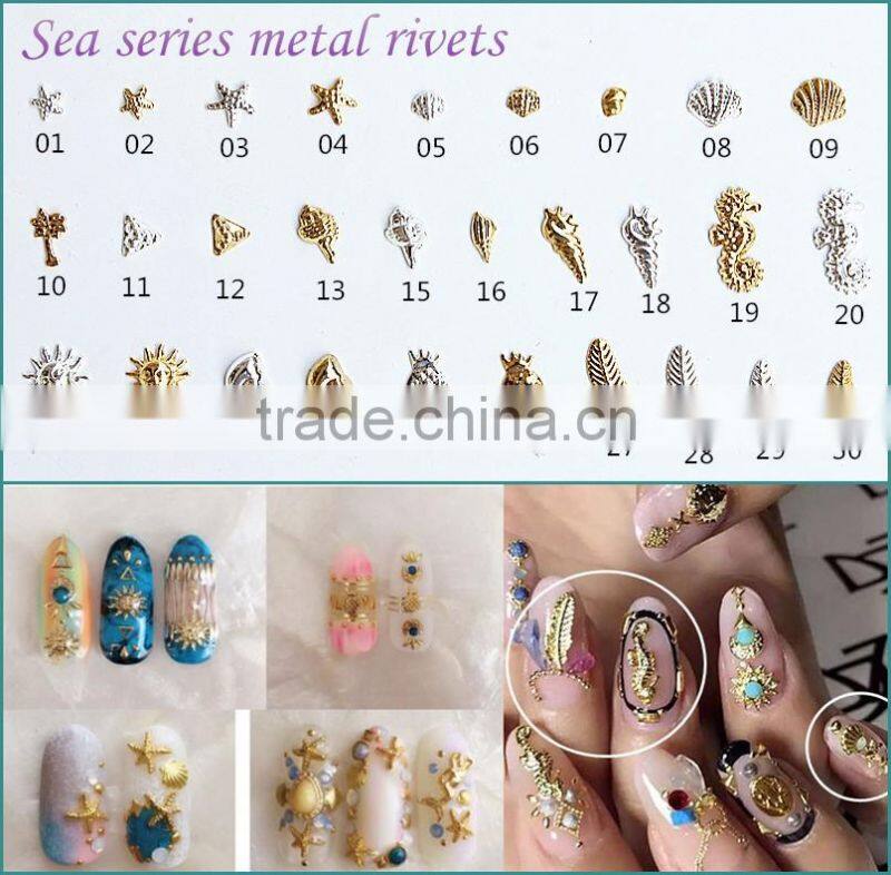 2016 New Arrival fashion nail art decoration nail art studs 3d metal alloy rivets