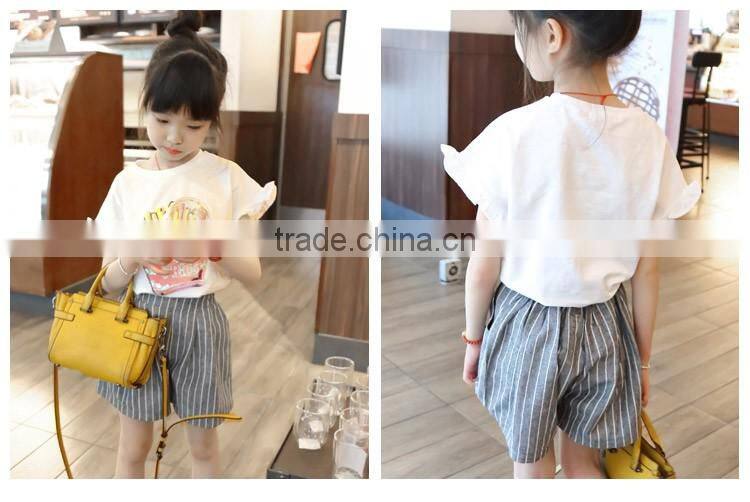 Popular Special Decor Breathable Cotton Children Short Sleeve for Girls
