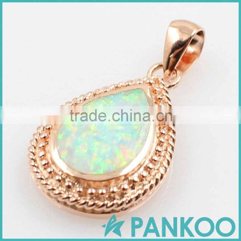 Factory directly big pure blue drop Opal sterling silver necklace pendant