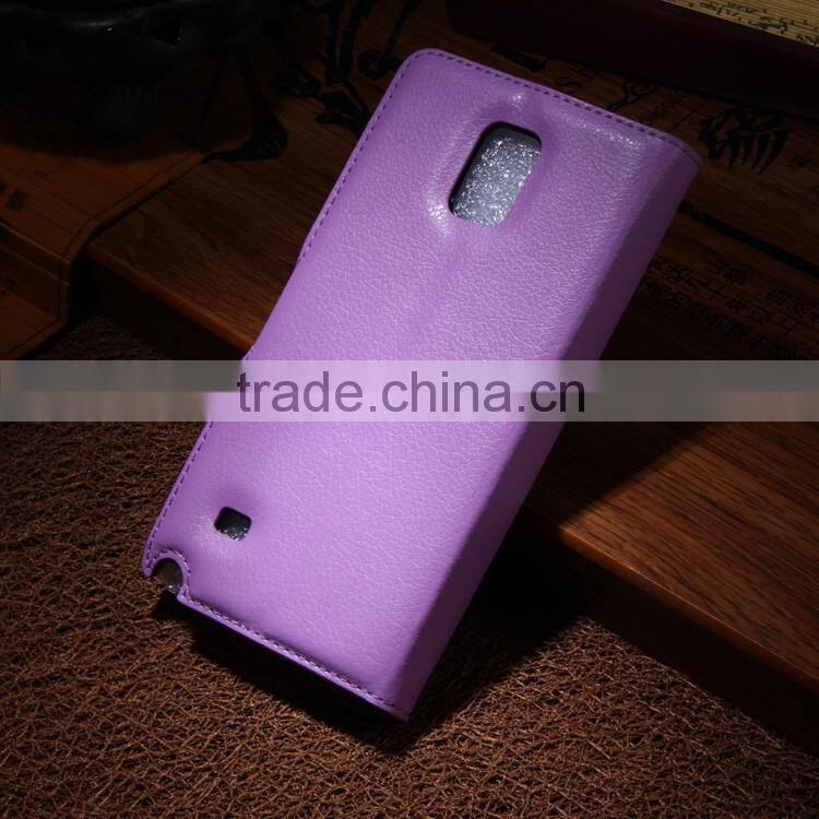 Hot Selling Ultra Thin Lichee PU Leather Case Wallet Folio Flip Cover for Samsung GALAXY Note 4