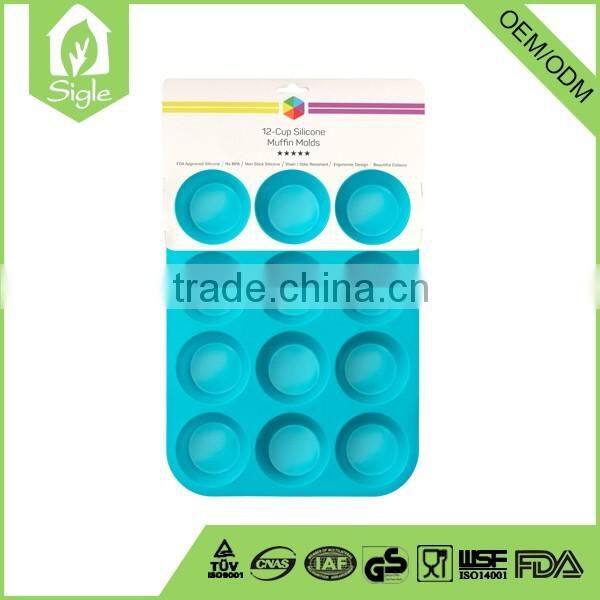 China Manufacture Wholesale Baby Bake Cake 12 cups Silicone Cupcake Mold muffin cup pan baking mold