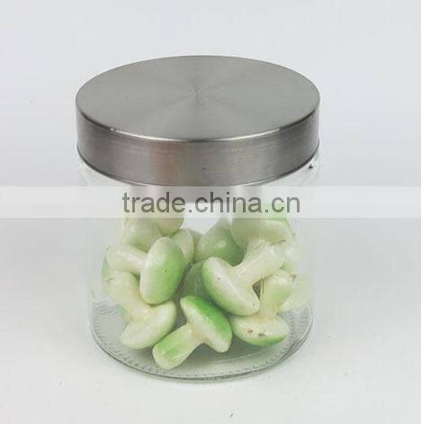 750ml Plain Glass Storage Jar and Metal Cover, Glass Food Container with Cover