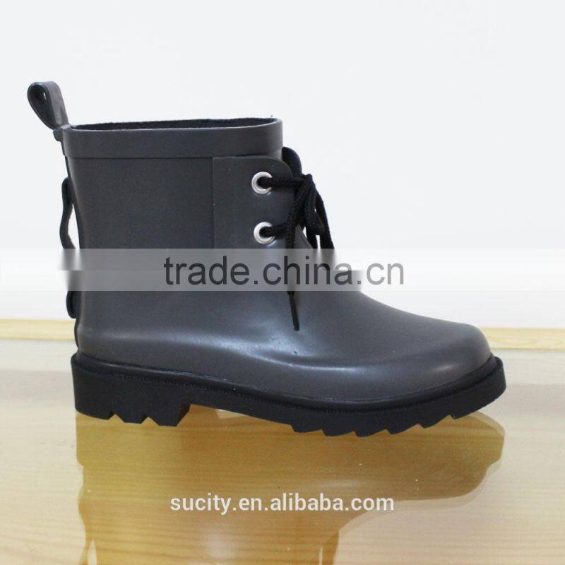 red kids jelly ankle western rubber rain boots with shoelace