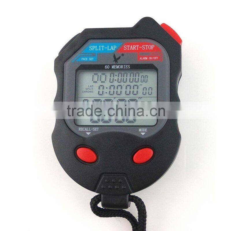 Professional Large 3 Row Display 60 split recallable memory Stopwatch Timer PC560
