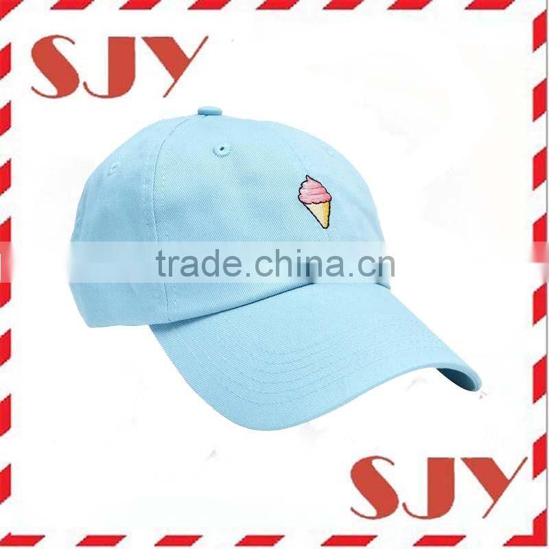 Custom embroidery low profile 6 panel short brim baseball cap