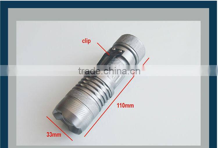 Aluminium Zoomable CREE Mini Clip Flashlight