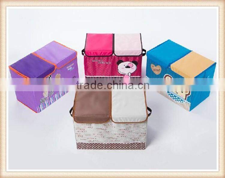 New design high grade oxford fabric double cover printing cartoon toy storage box