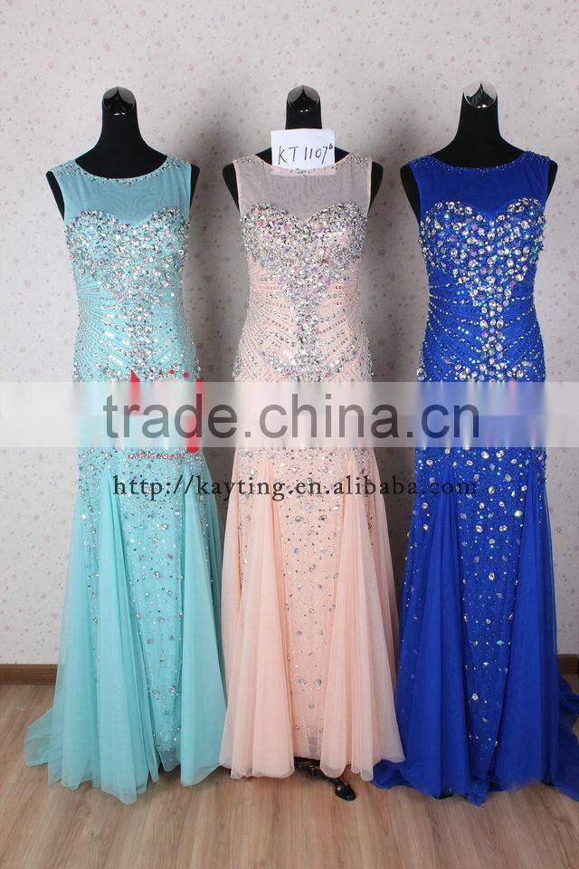 Graceful Handmade Beading Chaozhou Evening Dress Young Girl Turkish Muslim Dress