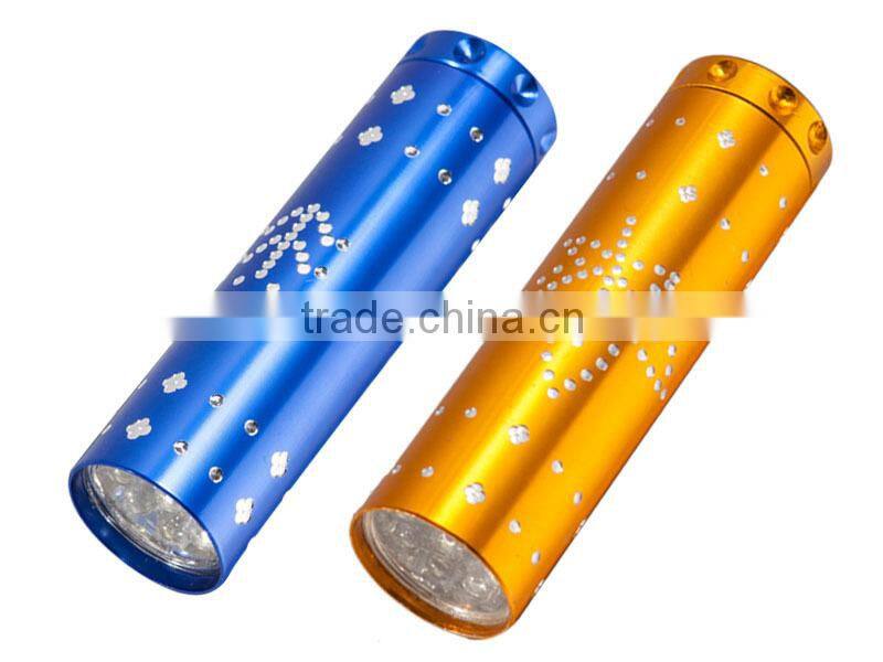 Surface carving craft exquisite design multi-colors 9 LED mini led light cheap flashlight