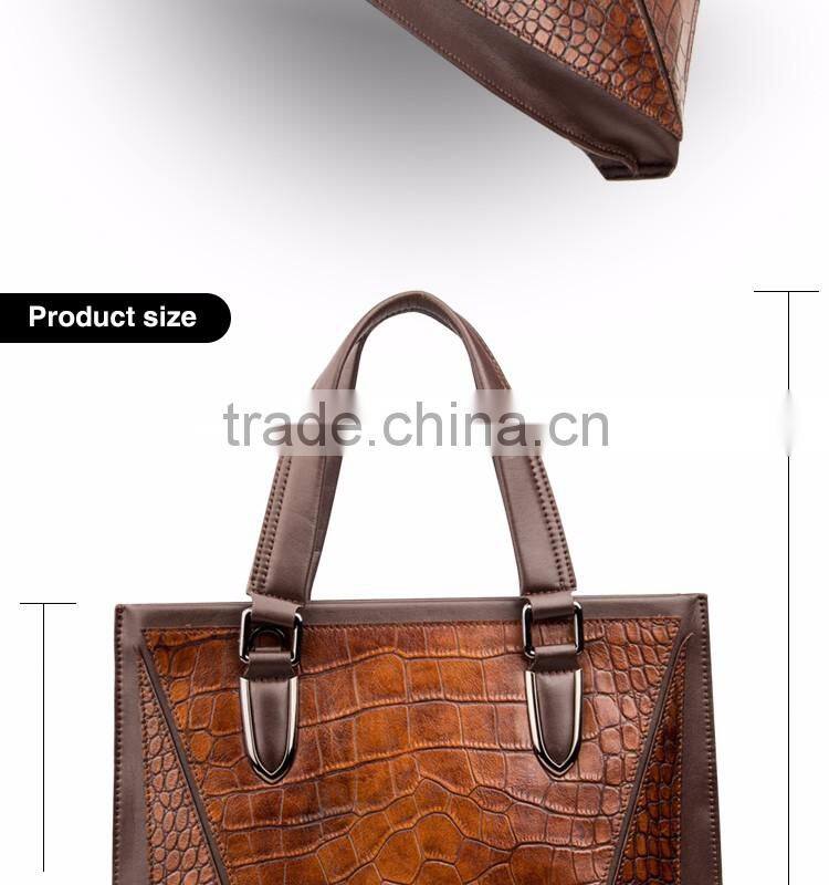 QIALINO new 2016 vintage leather briefcase leather man laptop bag for macbook air/pro 12 13