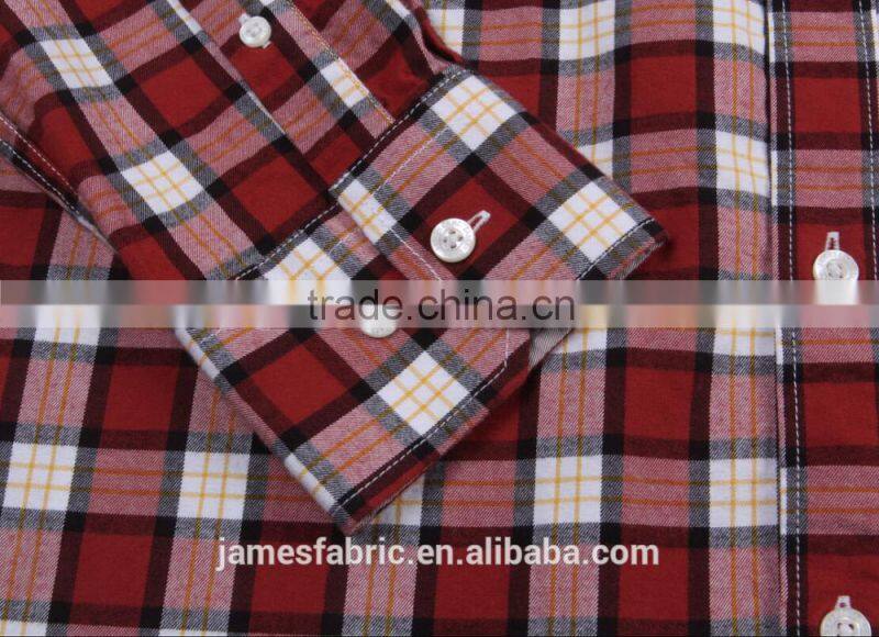 100%cotton one side brush twill check fabric