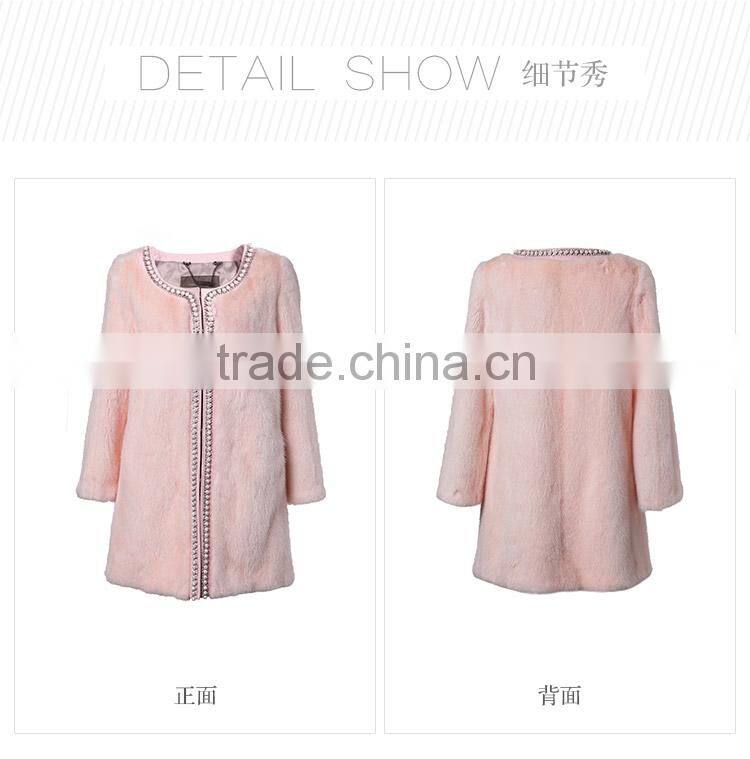 Wholesale customized white mink fur winter coat for women