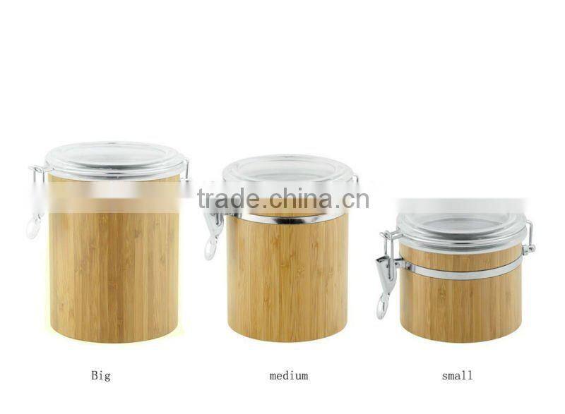 Bamboo canister set with removable lid