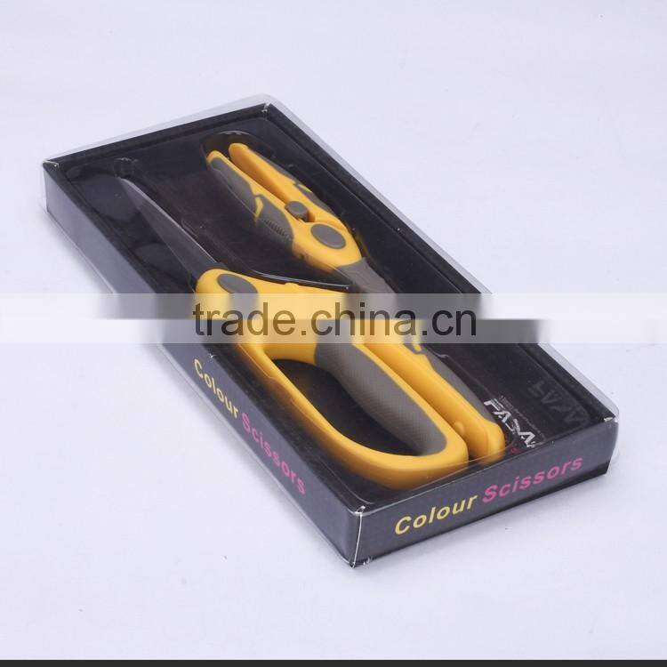 SS130110Y -2016 New style and design 2pcs 8"and 6.5" stainless steel sewing scissors with colorful PP+TPR handle