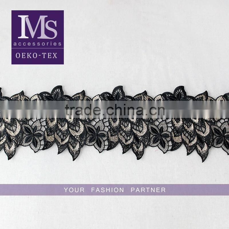 New scallop shape viscose cotton fabric, hot sales white knitted flower cotton fabric for dress